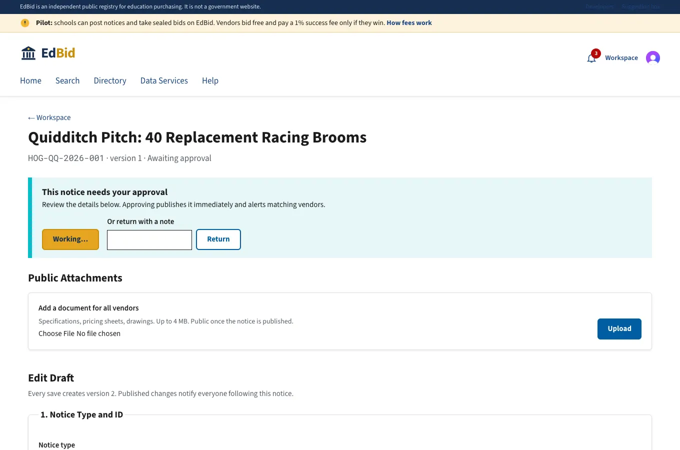 Approved and live: screenshot